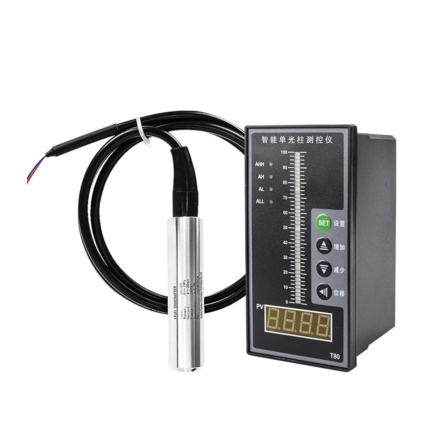 Input Intelligent Water Submersible Stainless Steel Probe Sensor Liquid Level Transmitter 4-20mA(6m Range)