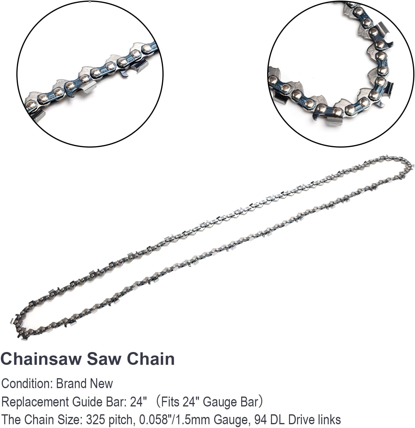 MAD HORNETS 24" Chainsaw Saw Chain 325 pitch .058 gauge 94DL Drive Links Spare Replacement