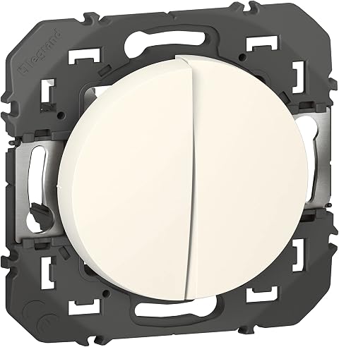 LEGRAND | Bouton Poussoir Double, Dooxie, Connexion Rapide Sans Outil, Finition Blanche Brillante, À Compléter Avec Plaque De Finition