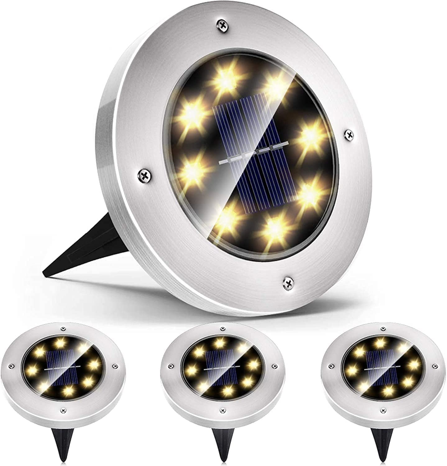 Solar Ground Lights Waterproof Upgraded Outdoor Garden Bright in-Ground Lights Landscape Lights for Garden Pathway Yard Deck Lawn Patio Walkway (Pack of 1, Warm White)-image-28