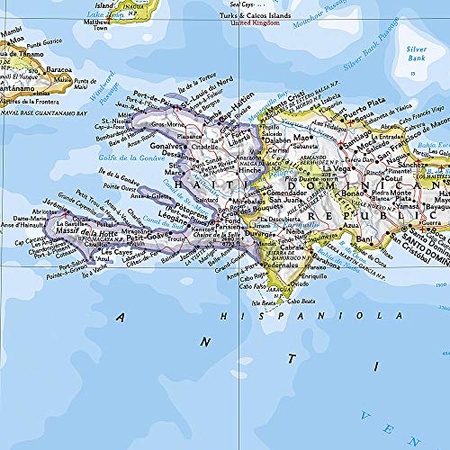 National Geographic Caribbean Wall Map - Classic - Laminated (Poster Size: 36 X 24 In): Wall Maps Co