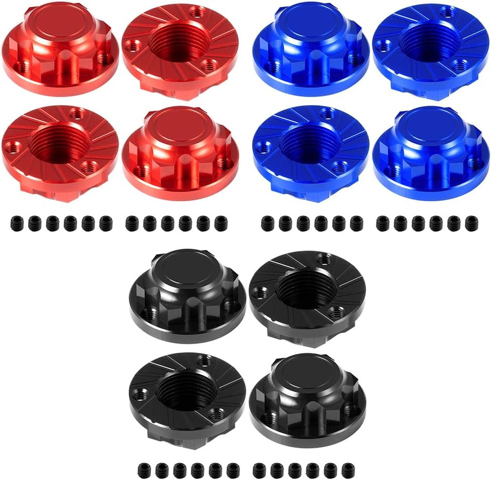 MORLORDY 17mm Dustproof Wheel Hub Cover 4Pcs Anti-dust Lock Nuts Adapter for 1/7 Arrma Felony Infraction Limitless Mojave 6S and 1/8 Mojave 4S Kraton Outcast Notorious Typhon RC Car Truck (Black)
