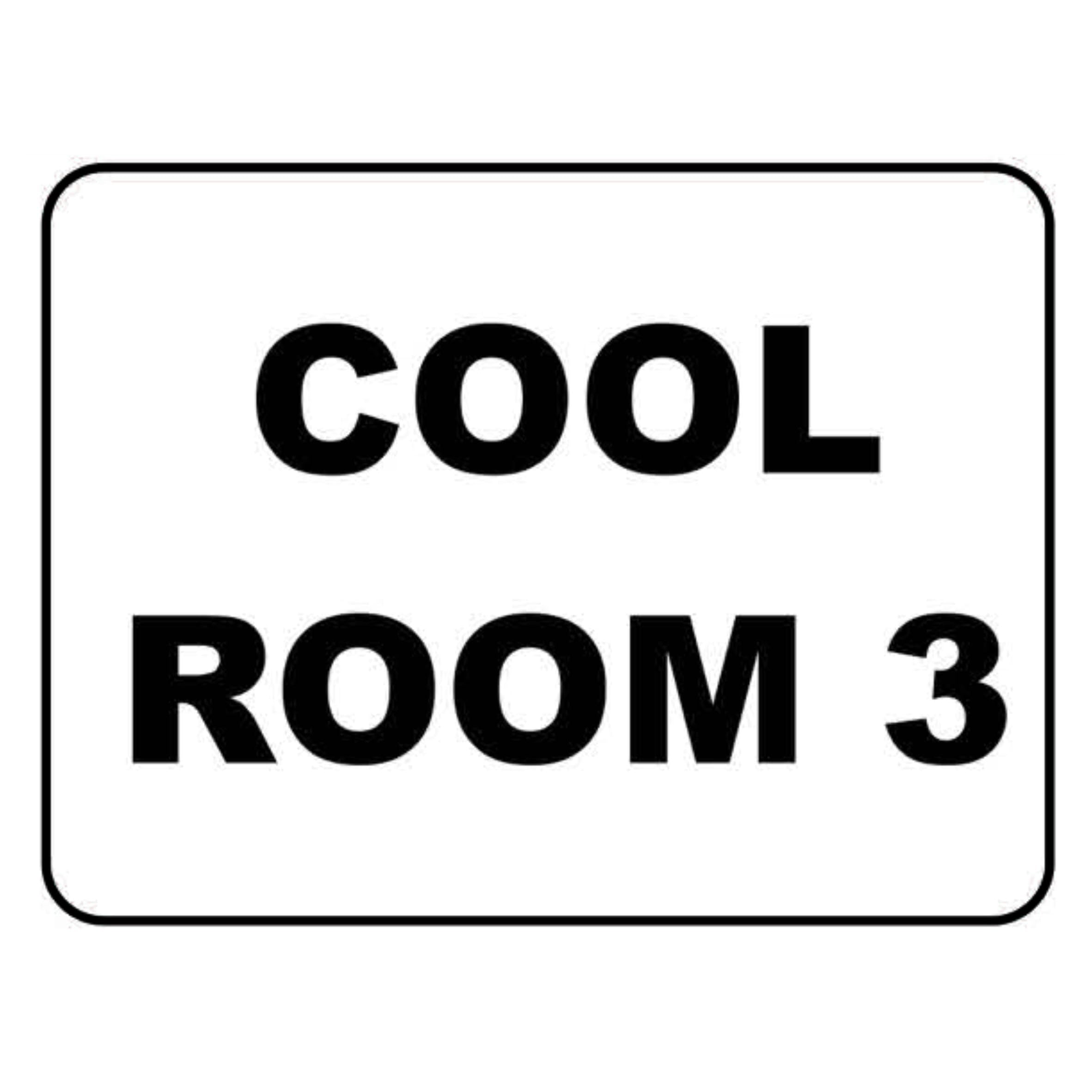 Cool Room 3 Sign, 12x8 Metal Tin Sign, No.3 cold storage room.