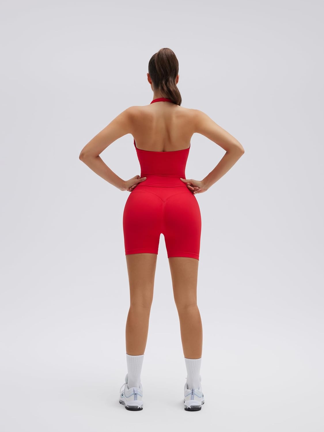 SUUKSESS Womens 2 Piece Workout Sets Padded Halter Tank Top Gym Sets Seamless Tummy Control Biker Shorts for Athletic - Image 5