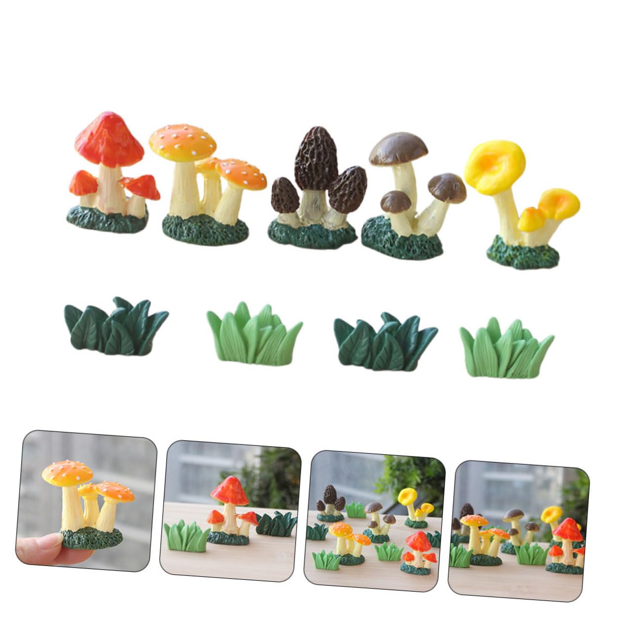 TOYANDONA Lot De 4 Décorations De Jardin en Forme De Champignon Artificiel Décoration Murale en Forme De Champignon Accessoires pour Bonsaï Décoration Miniature en Résine