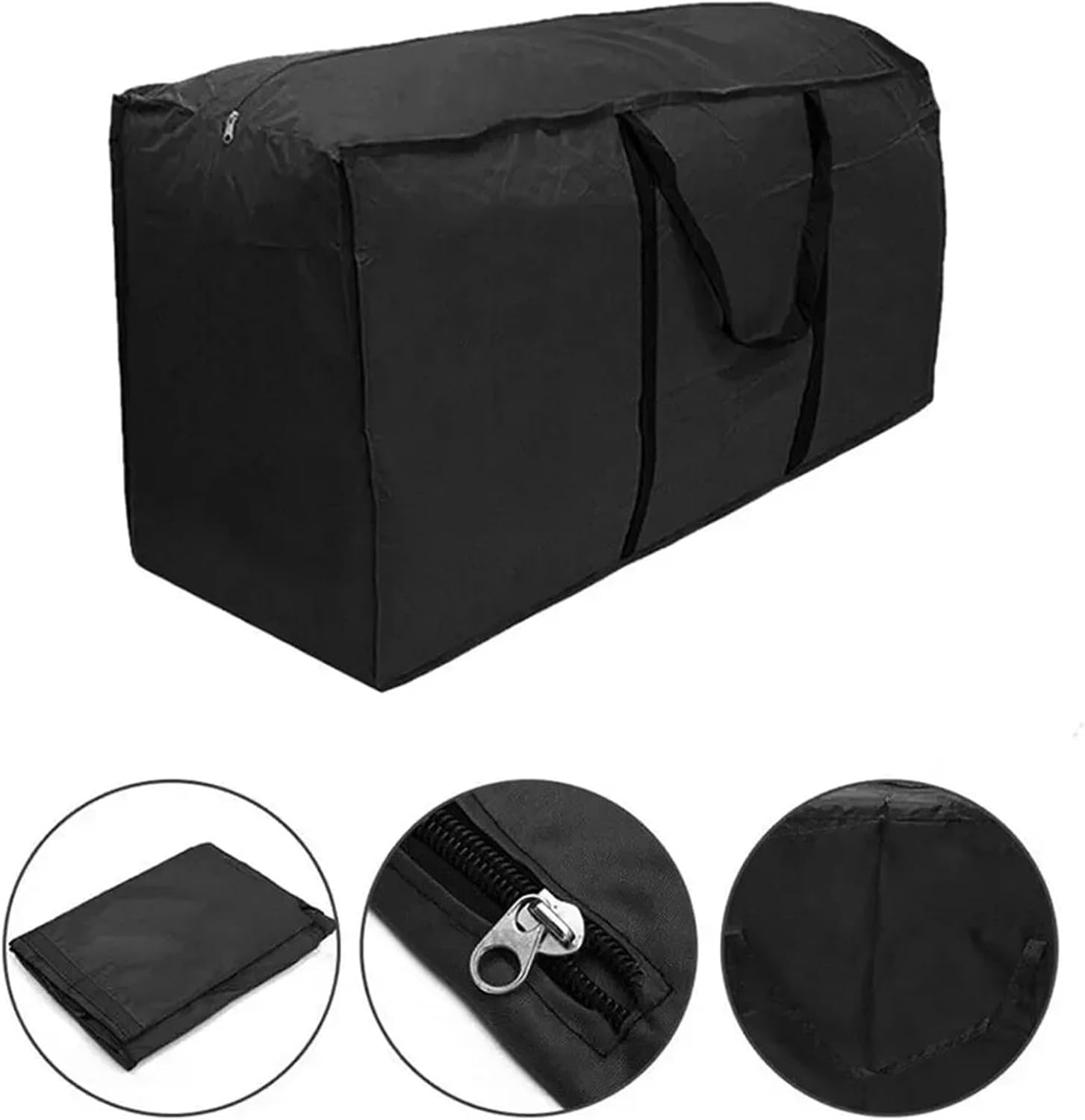 Cushion Storage Bag 1/2PCS Garden Furniture Cushion Storage Bag Waterproof Rectangle Rip Proof 210D Oxford Fabric(L 2PCS 80x48x25cm)
