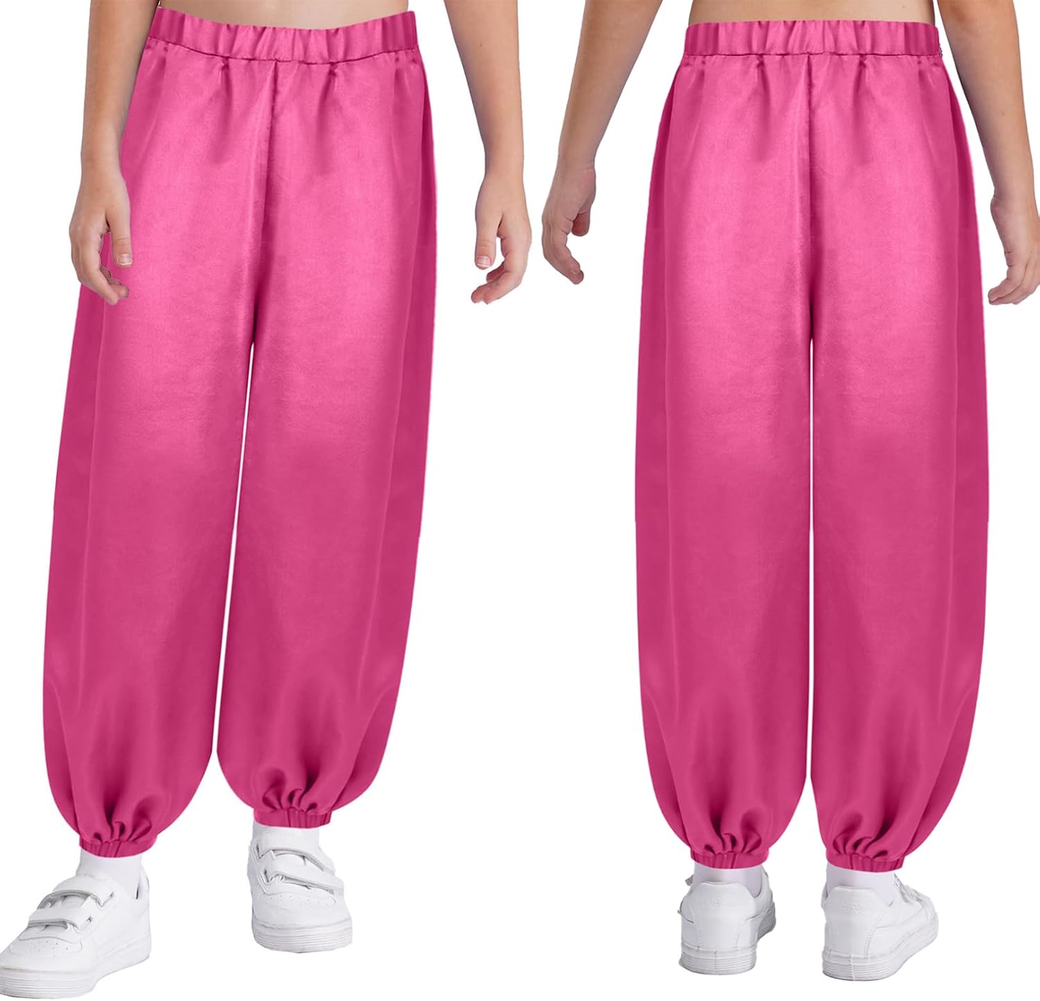 easyforever Kids Girls Belly Dance Harem Pants Satin Arabic Wide Leg Bloomer Tribal Trousers Bottoms Dancewear