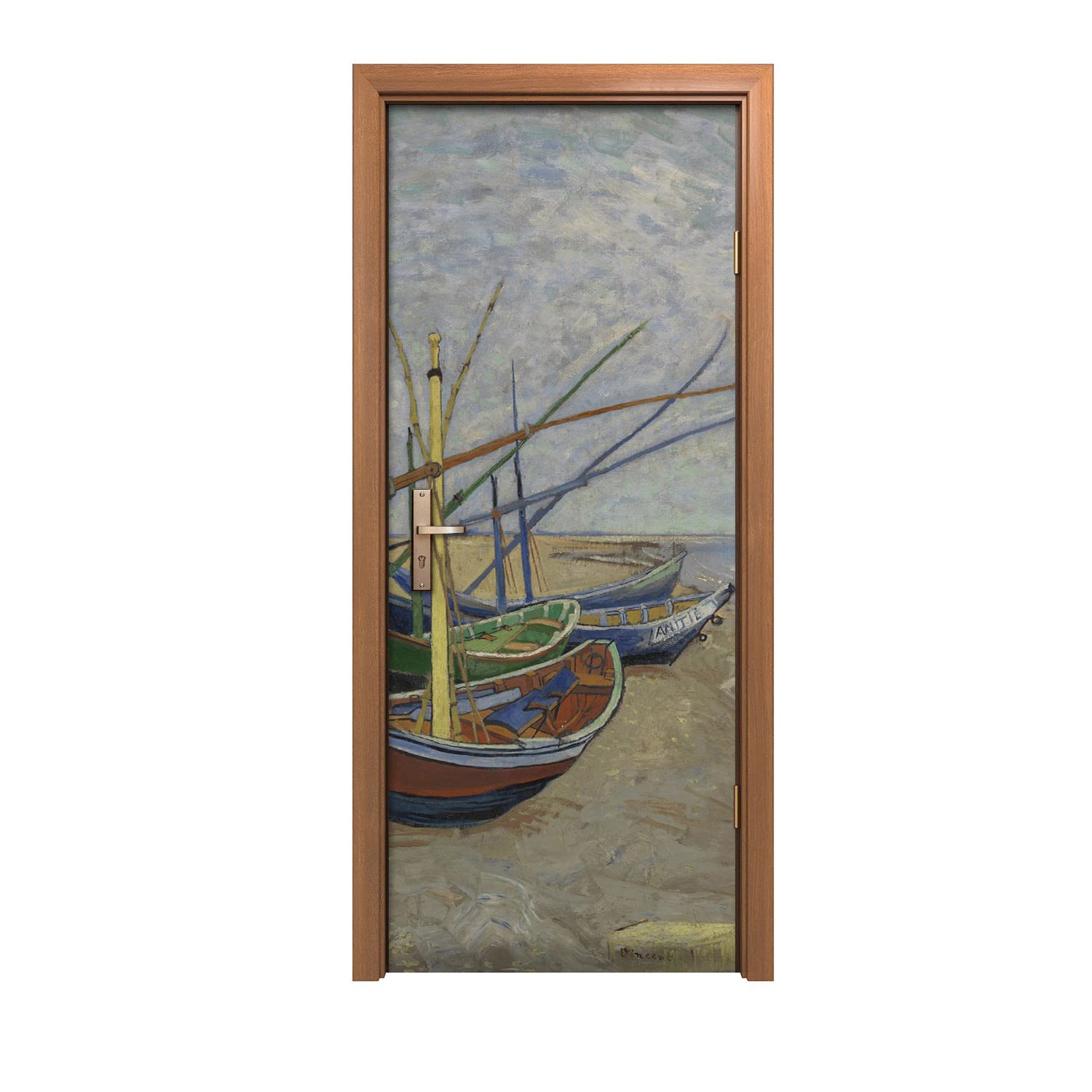 Autocollant de Porte Haute Definition Grand Format Bateaux Plage
