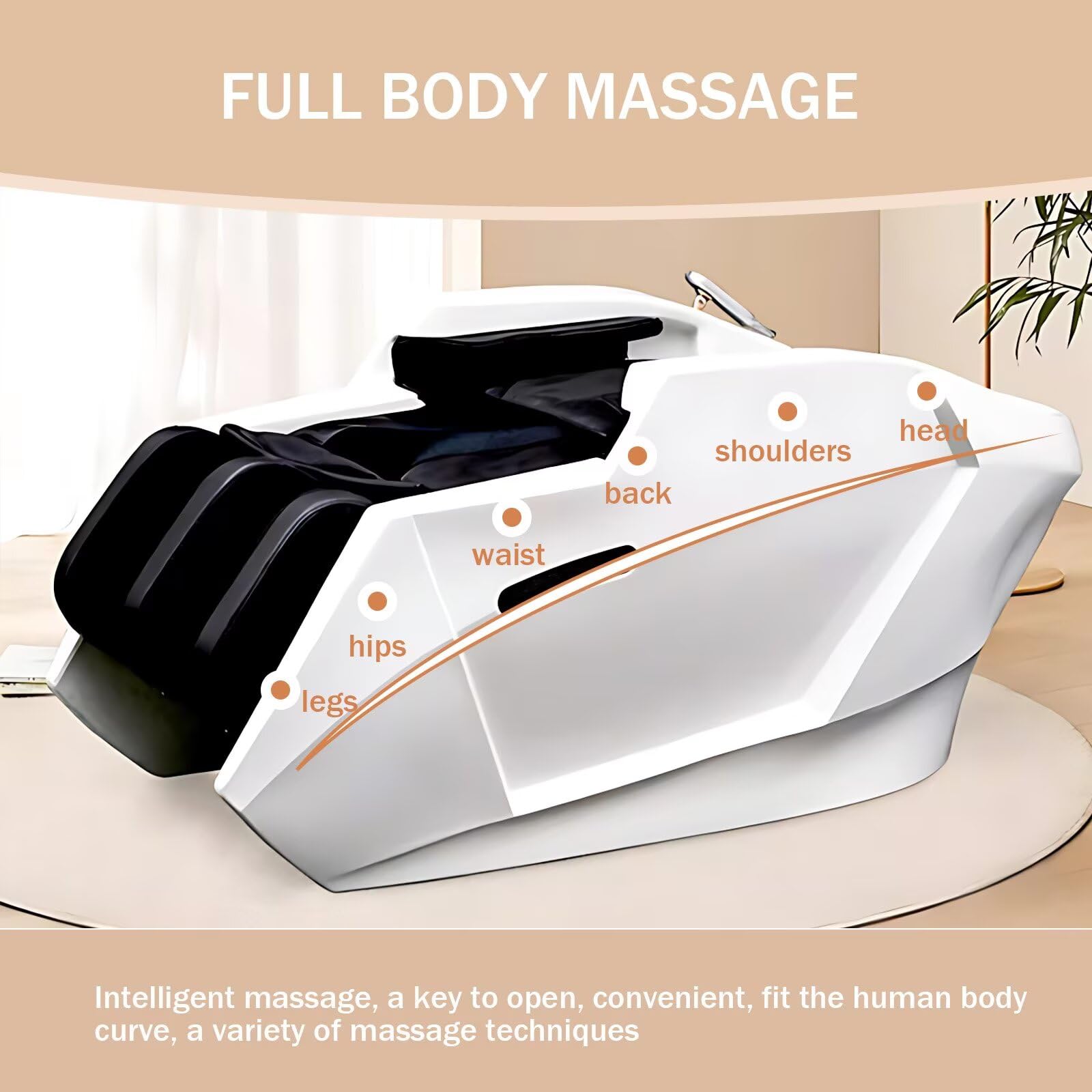 Kopf-Spa-Shampooliege, Professionelle Salon-Massageliege Im Futuristischen Weißdesign, Spa-Ausstattung mit Intelligenter Ganzkörpermassage, Begasung Und Elektrischer Beinheberfunktion