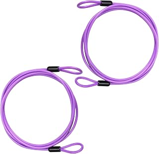 Noosverl 2Pcs 5mmx 2.5m Double Loop Security Bike Lock Cable Multi-Stranded Looped Bike Chain Bike Cable Lock with Self Coiling