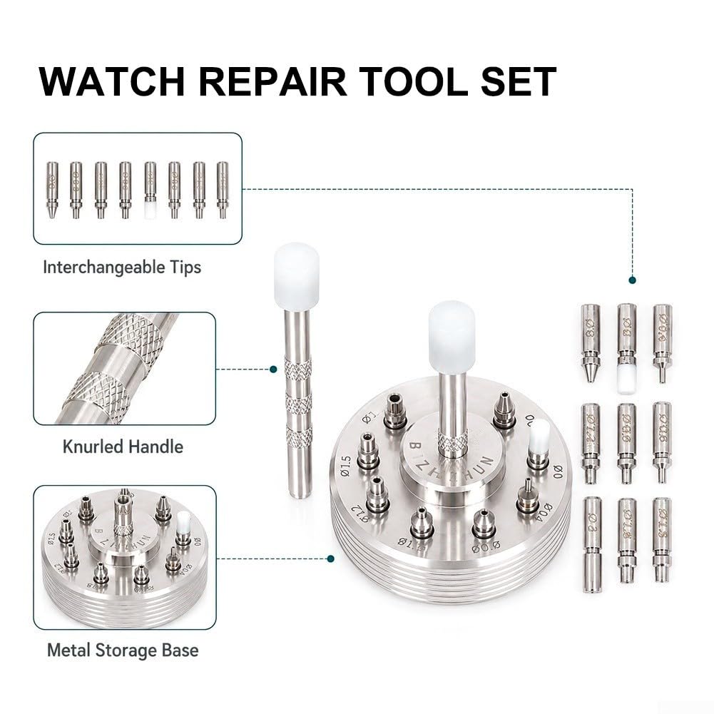 Oniissy Set di utensili per orologio con 9 punte, per hobbisti e orologiai professionisti per riparazioni precise, in acciaio inox