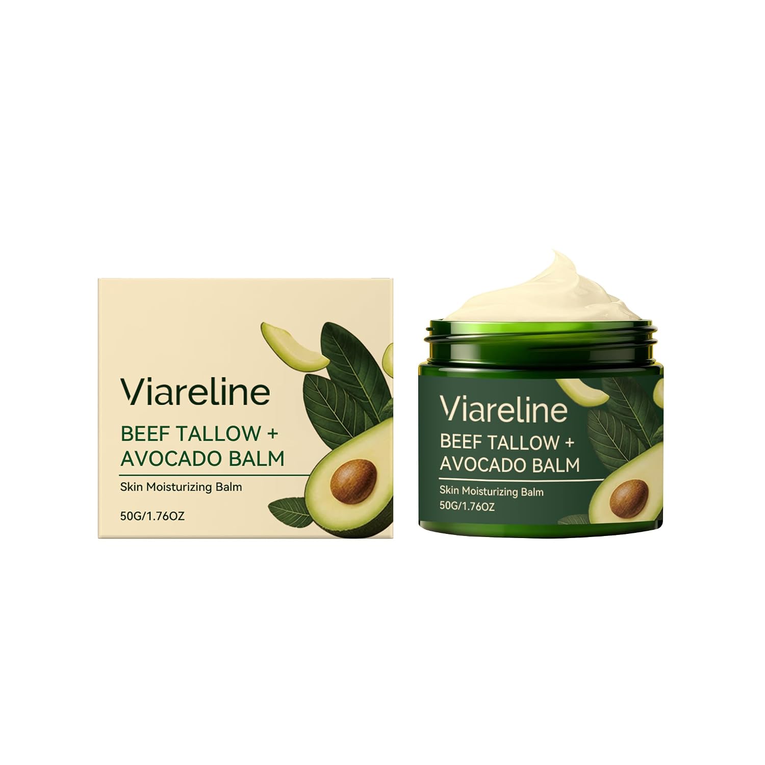 Beef Tallow + Avocado Balm Skin Moisturizing Balm 50g | Deep Hydration, Softens Skin Texture, Long-Lasting Moisture, With Glycerin, Dead Skin Care