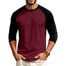 GOFULY 3/4 Sleeve Mens Shirts Color Block Crew Neck Mens T Shirts Casual Athletic Breathable Spring Beach Vacation Outfits