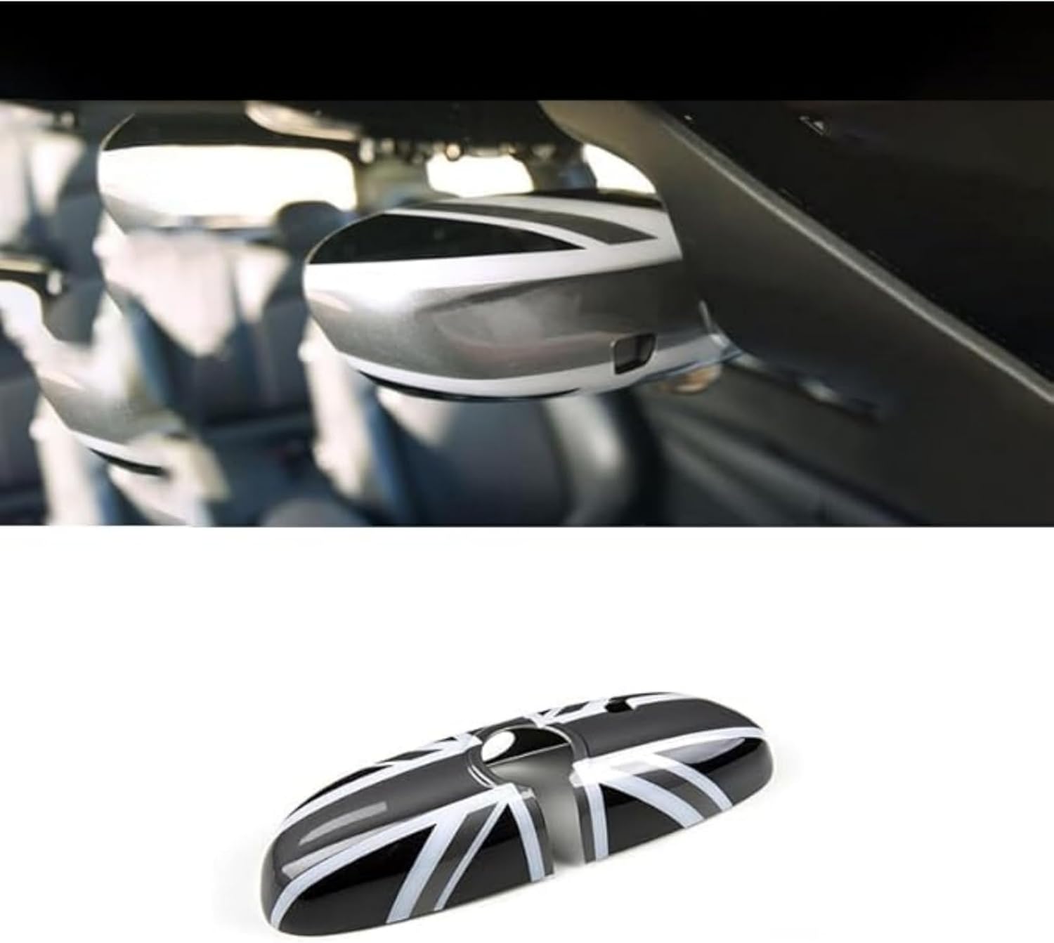 Interior Rearview Mirror Cover Sticker Car Accessories Decoration for Mini Cooper F54 F55 F56 F57 F60 2014-2024 (Checkered, with Sensor)