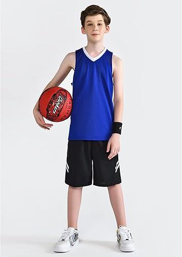 Miniatura 2 de Paquete de 10 camisetas de baloncesto atléticas reversibles de malla para niños y jóvenes, uniformes de equipo en blanco para deportes Scrimmage a