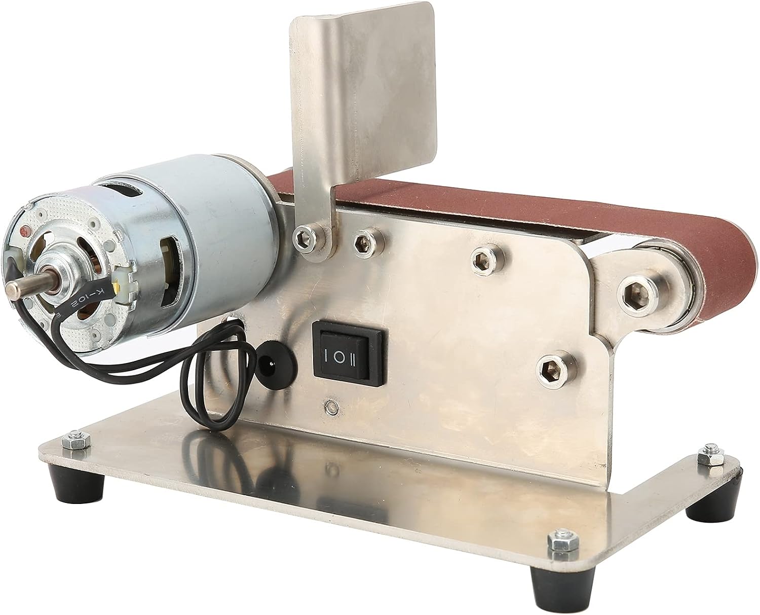Fafeicy Mini Belt Sander 4500-9000RPM Adjustable Speed Polishing Machine with Brass Core Motor for DIY Sanding and Grinding (US Plug 775（100W）)