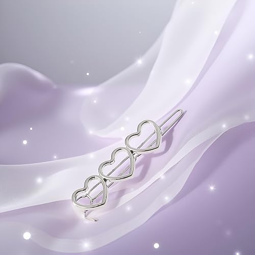 Miniatura 2 de Horquilla de aleación de corazón hueco de plata para el cabello, pinzas para el cabello, accesorios para el cabello para mujer y niñas