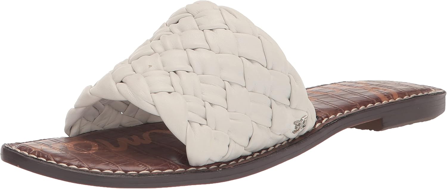 Sam Edelman Women's Griffin Flat Sandal, Bright White, 8