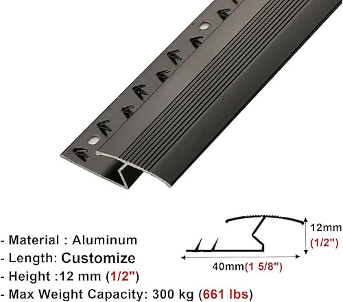 Miniatura 3 de TREGOO Tira de borde de alfombra con superficie antideslizante, tiras de transición de umbral en forma de Z, tira de transición decorativa de