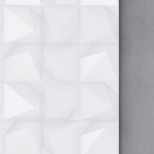 Azulejos decorativos 3D Penta Design, sistema de paneles de decoración de pared, paquete de 30 unidades (blanco)
