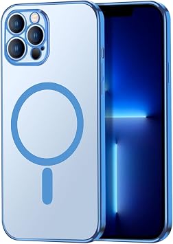 bause iPhone 12 Pro Max uyumlu Renkli Kenarl , Kamera Korumal , MagSafe uyumlu  effaf K l f Sierra Blue