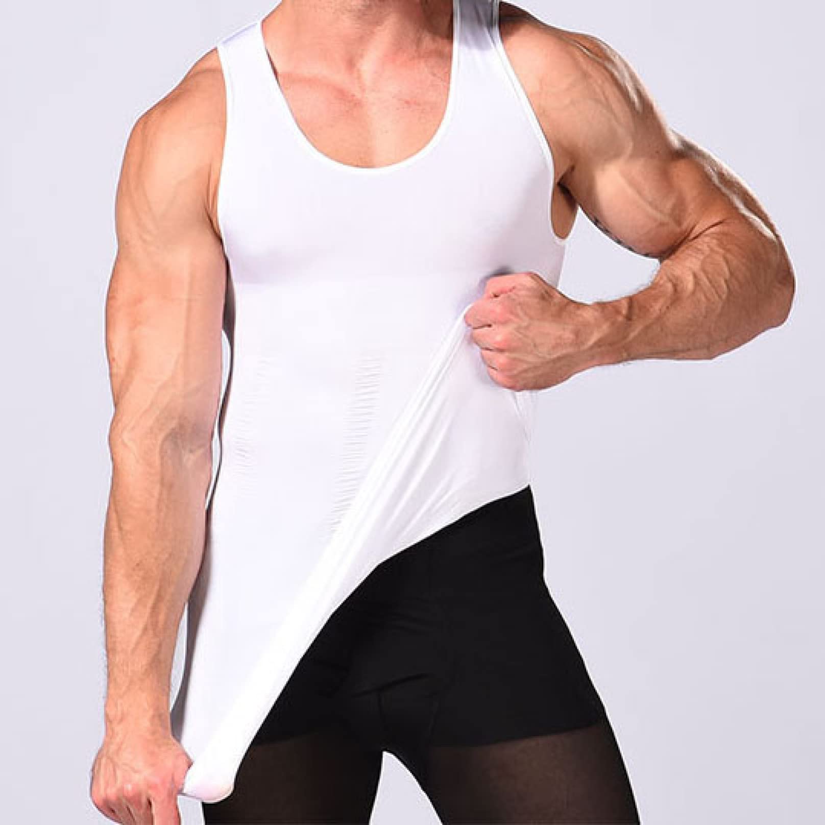 Gilet Modellante Estivo per Uomo, Palestra, Compressione Toracica, Intimo Modellante, Canottiere Senza Maniche per Esercizi, Strato Base Elasticizzato