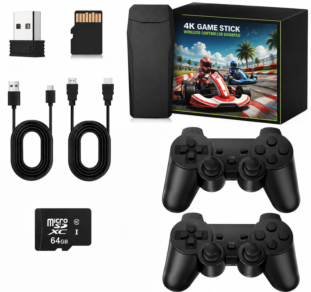 Console Retro Wireless 4K con 20.000+ Giochi Preinstallati，128G 40000Games | 9 Emulatori Integrati, 2 Controller Inclusi, Dongle HDMI Incluso, Versione 2026, Set Completo