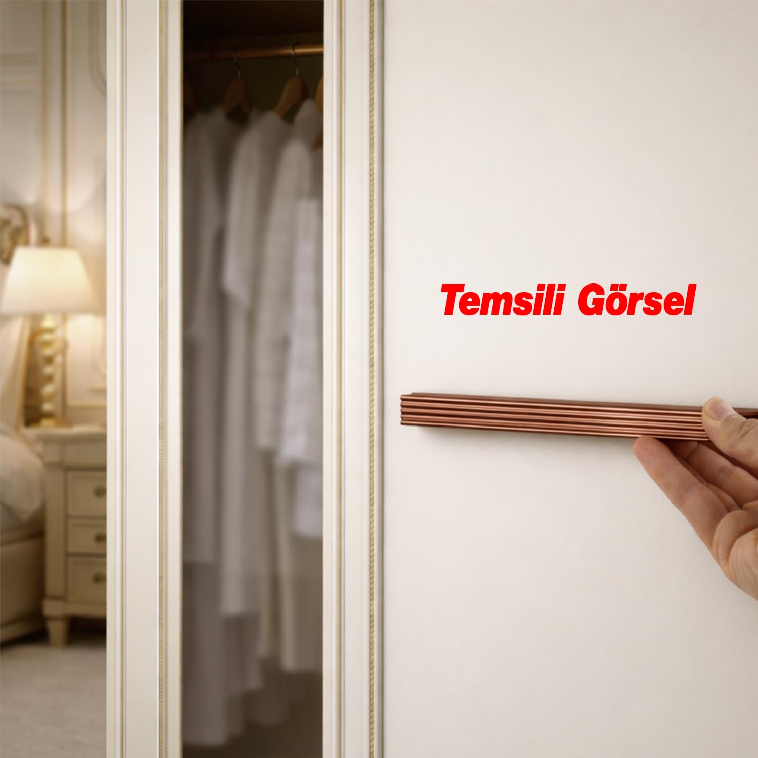Foça Çizgili Bronz 800 mm 80 cm Çekmece Kulp Modern Metal Dolap Kulbu Mutfak Banyo Gardırop