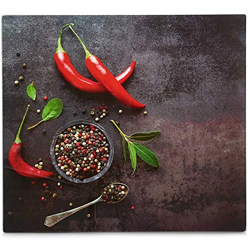 Chili Herdblende- Abdeckplatte 56 x 50 cm Hygienisch schnittfeste Glasoberfläche für alle Standard Glaskeramik-Kochfelder Material ESG-Sicherheitsglas