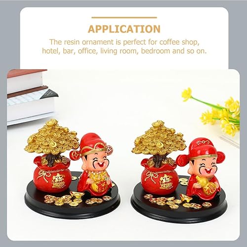 Miniatura 8 de Veemoon Adorno de Dios de la Riqueza, Estatua de árbol de prosperidad, Dios de la fortuna, decoración de Año Nuevo, árbol de moneda Feng Shui,