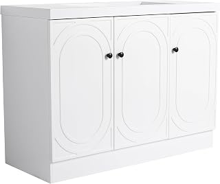 48" Bathroom Vanity with Resin Sink: Modern 3 Soft-Close Door Cabinet & Adjustable Storage - Premium Hotel Renovation Solution for Project Managers & Commercial Spaces