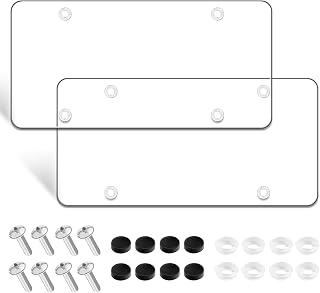 XIOGZAXI Clear License Plate Protector 2 Pack - Universal 12.08x6.02'' Car Plate Covers with Screws, Spacers & Caps, Weatherproof Shield
