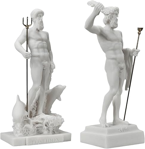 Miniatura 8 de Set Dioses Zeus y Poseidón estatua de mármol fundido griego figura escultura decoración