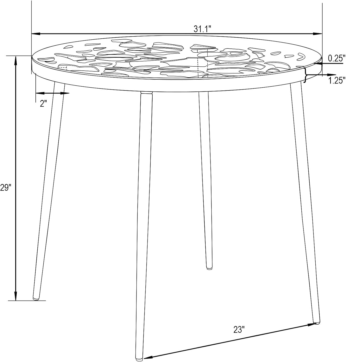 LeisureMod Devon Dining Table with Glass Top and Aluminum Base, Modern Bistro Table for Indoor and Outdoor Use (White)