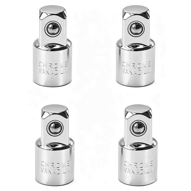 Kit com 4 Adaptadores de Soquete AUXBC, Acionamento de 6,35 mm (1/4 pol.) Fêmea para 9,53 mm (3/8 pol.) Macho, Aço CR-V, Modelo 1794
