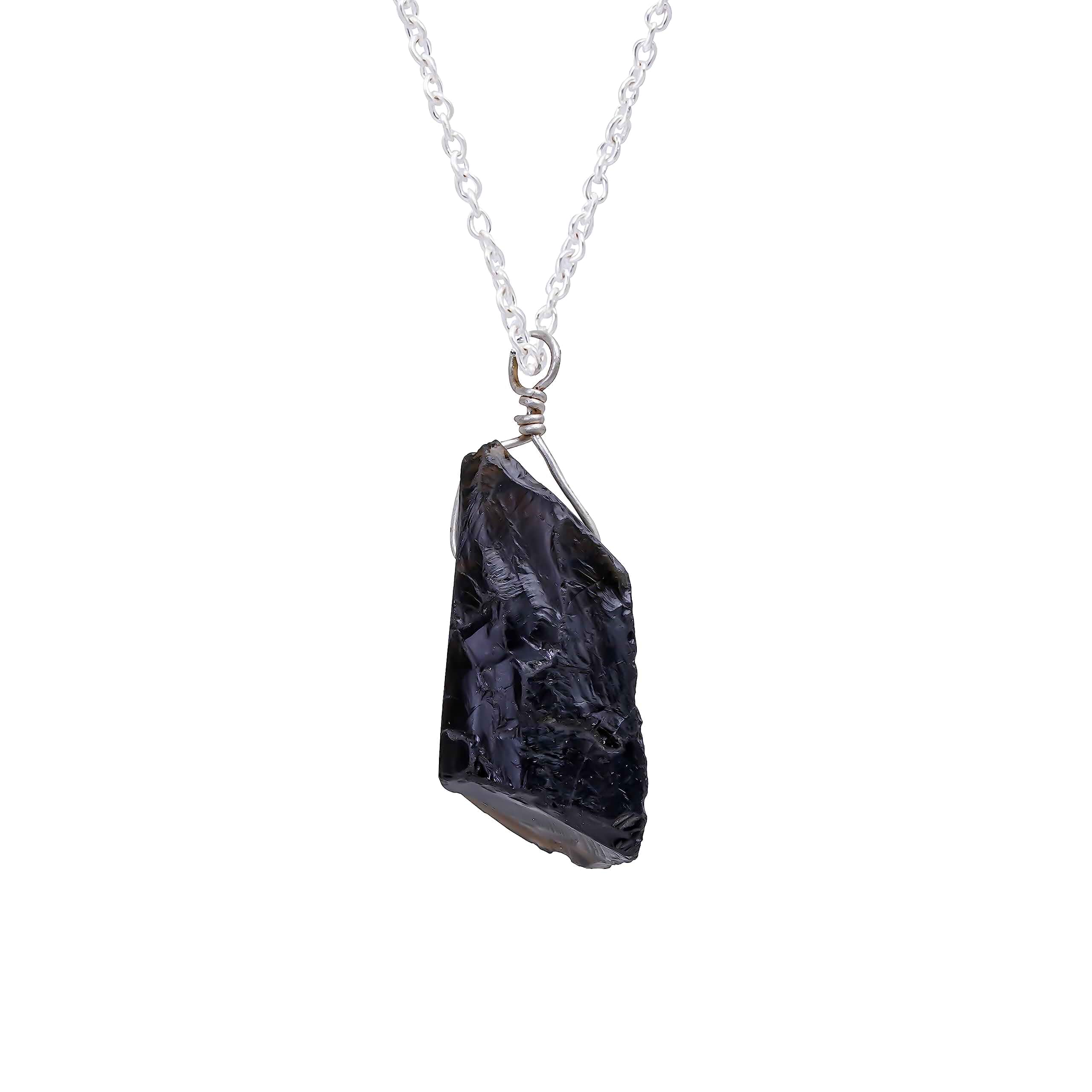 Gemstone Raw Pendant Rough Handmade Necklace Healing Stone Natural Chakra Crystal Silver Plated Chain 18 inch Gift for Mom Jewelry Birthday, Anniversary,