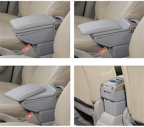 Miniatura 3 de Caja de almacenamiento de reposabrazos de cuero para consola central de automóvil, compatible con Ford Fiesta MK7 2009 2010 2011 2012 2013 2014 2015