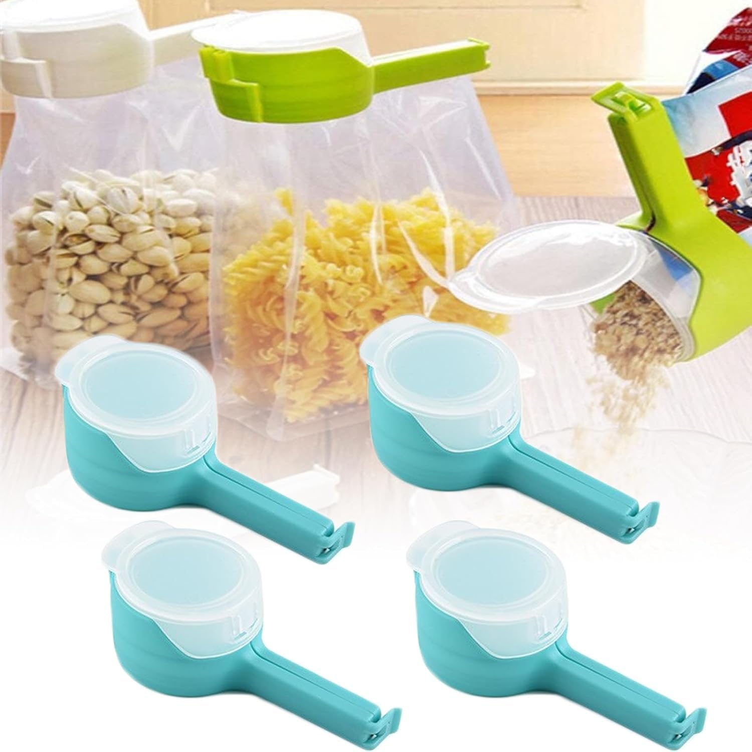 4 pcs Bag Clip with Dump Port, Bag Nozzle Clip, Grocery Bag