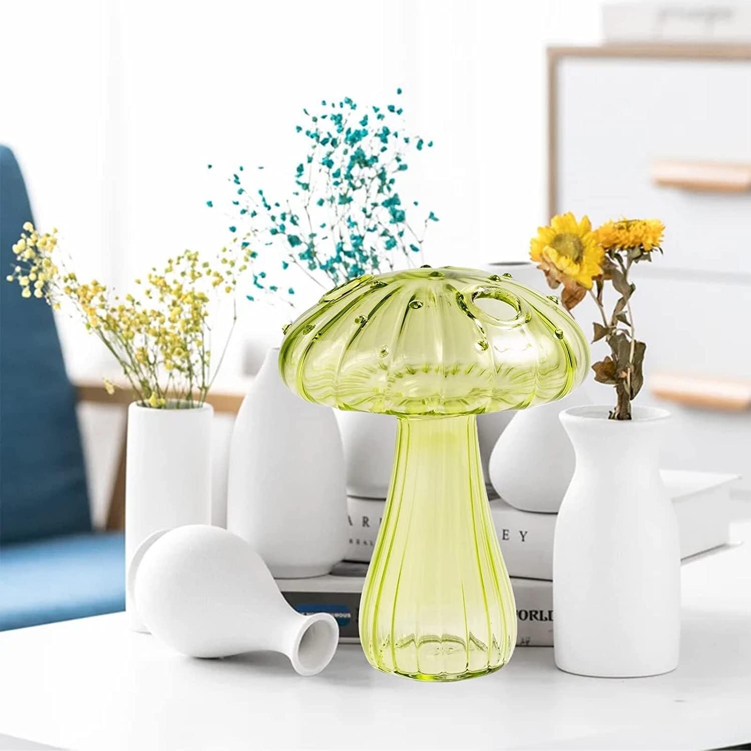 Lot de 4 vases en Verre de Champignon, Ornements de Table for Station de Propagation de Terrarium, Arrangement de Fleurs, vases hydroponiques, Arrangements Floraux for décoration d'intérieur