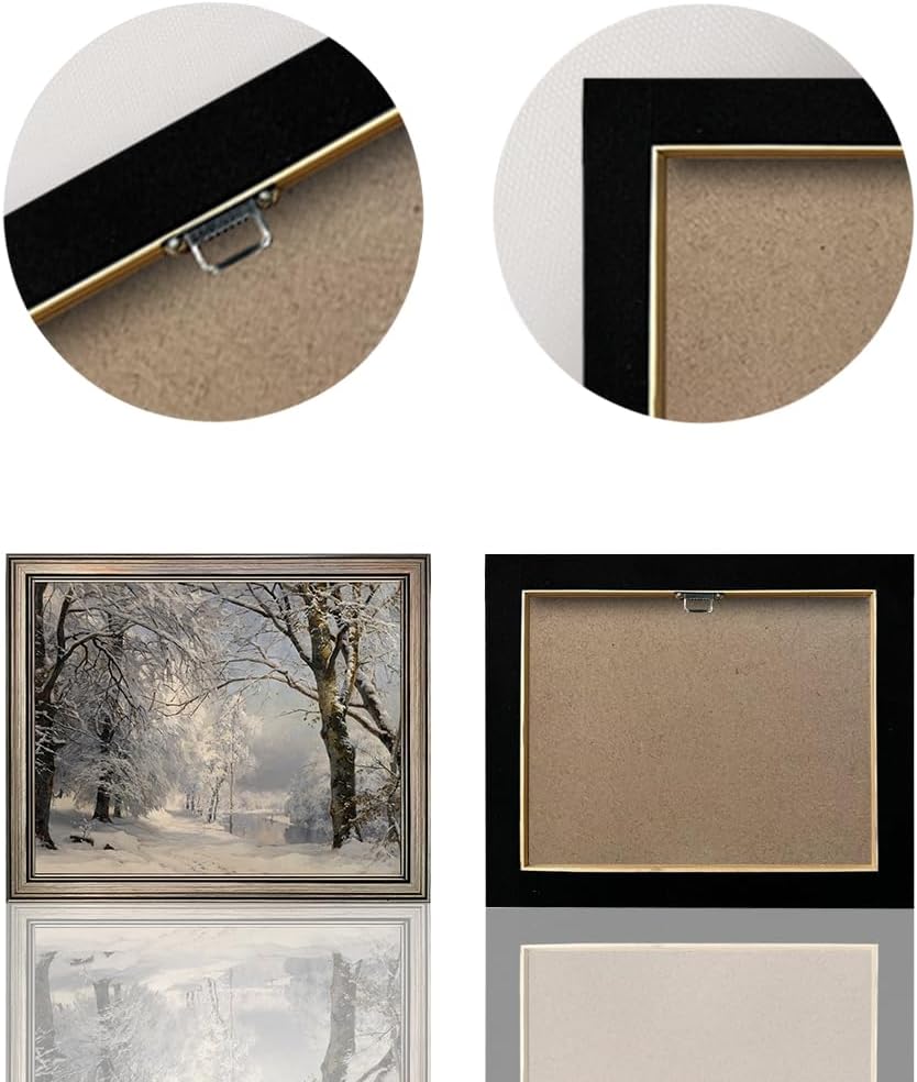 Framed Vintage Winter Wall Art Snow Woods Landscape Oil Painting Christmas Canvas Print Neutral Scene Artworks for Wall Farmhouse Pictures Wall Decor