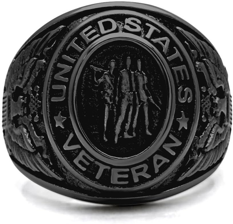Lanyjewelry 316 Stainless Steel Respect US Military Veteran Mens Wide Band Ring