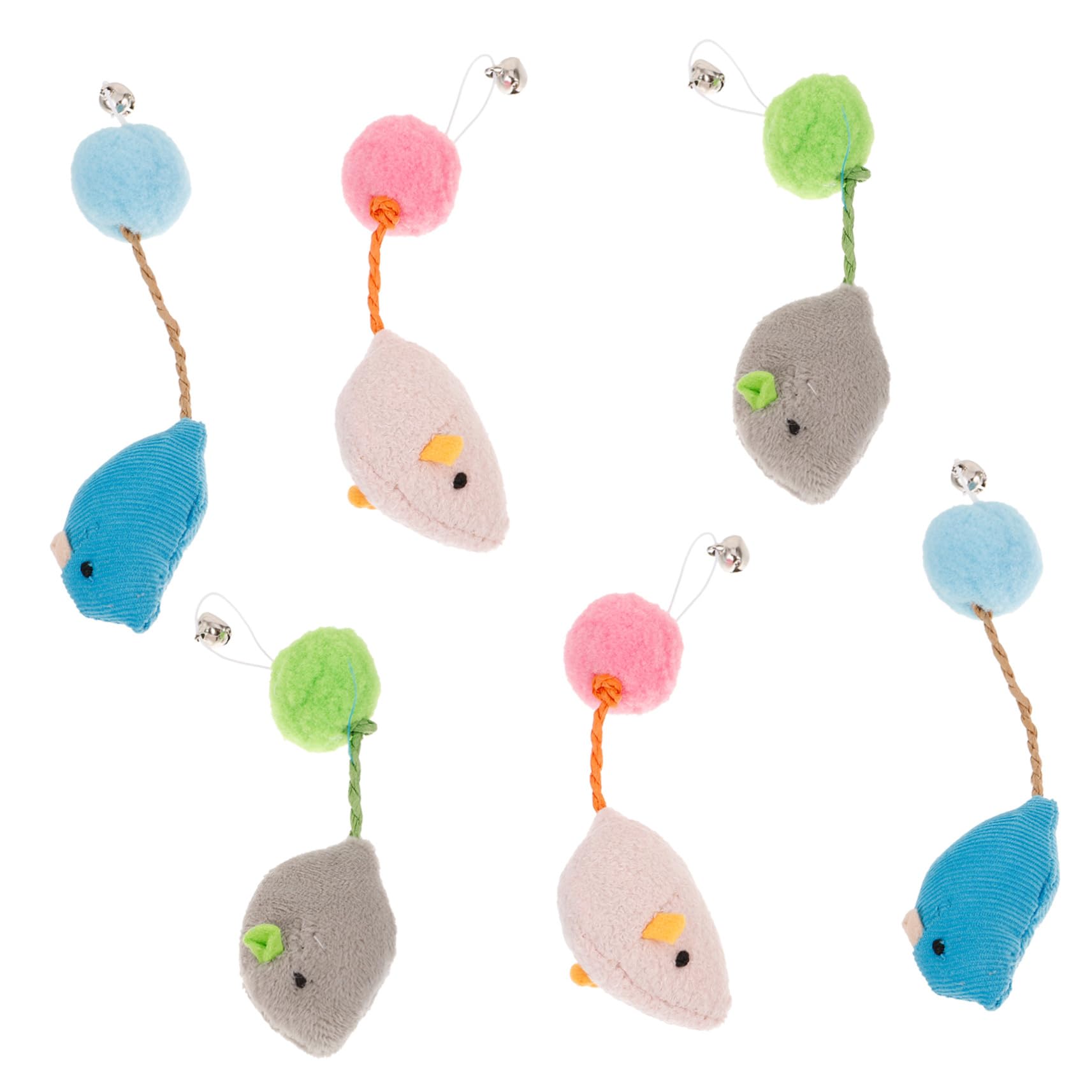 6 Pièces Lot de Jouets Souris Peluche pour Chat avec Clochettes Jouets Interactifs de Remplacement pour Stimulation de Linstinct de Chasse et Intérieur