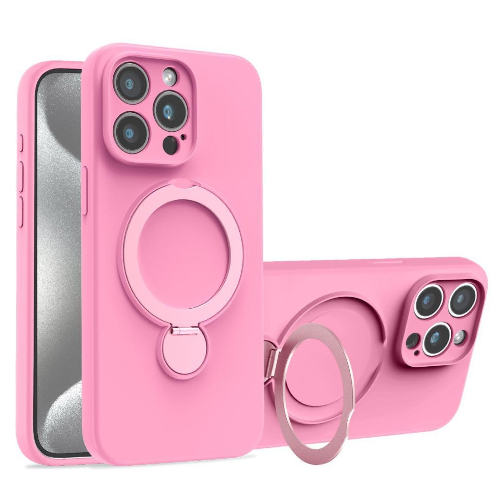 Coque silicone iPhone 16 Pro avec support magnétique pleine lune invisible - 8