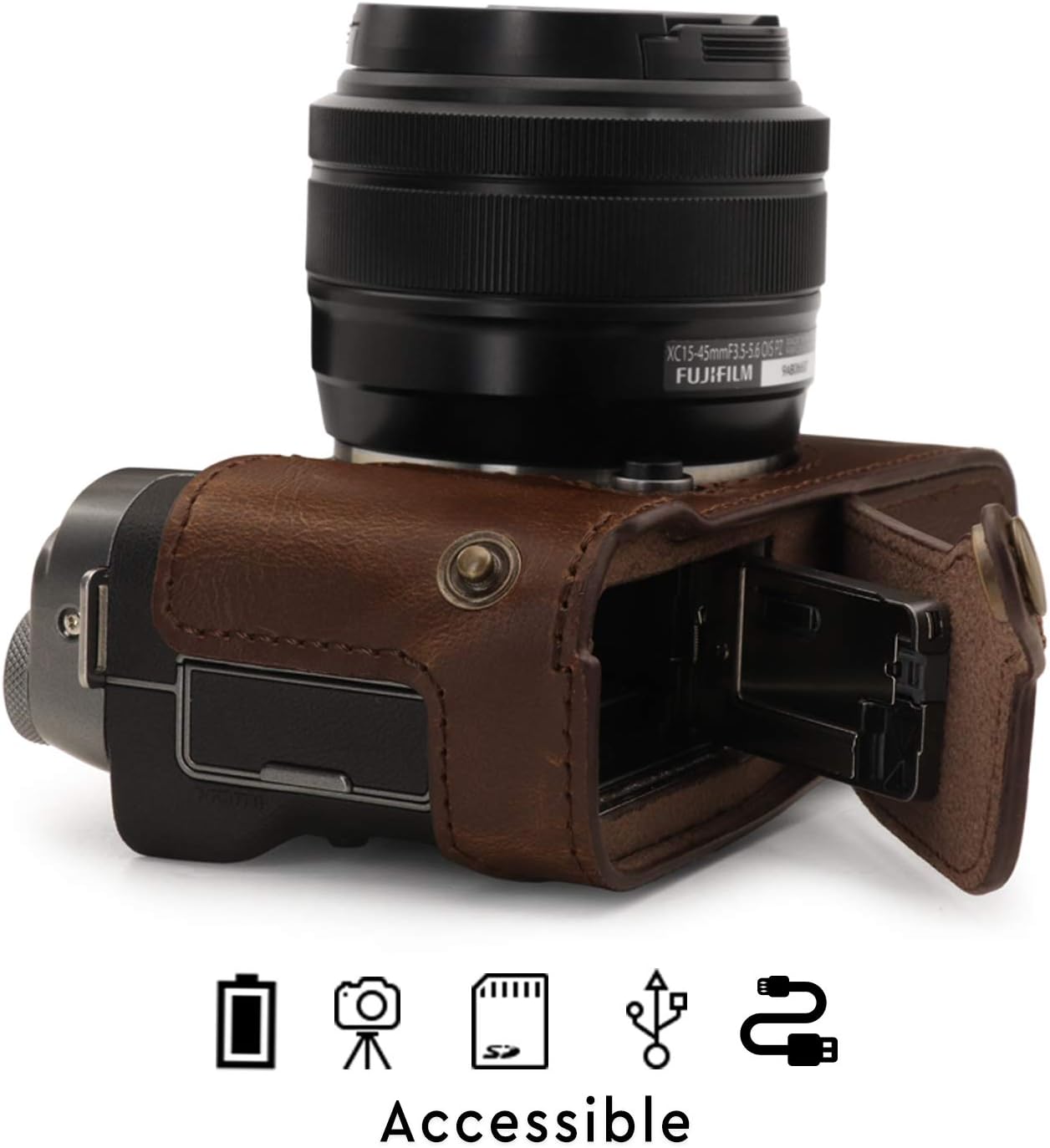 MegaGear Ever Ready Leather Camera Half Case Compatible with Fujifilm X-A7