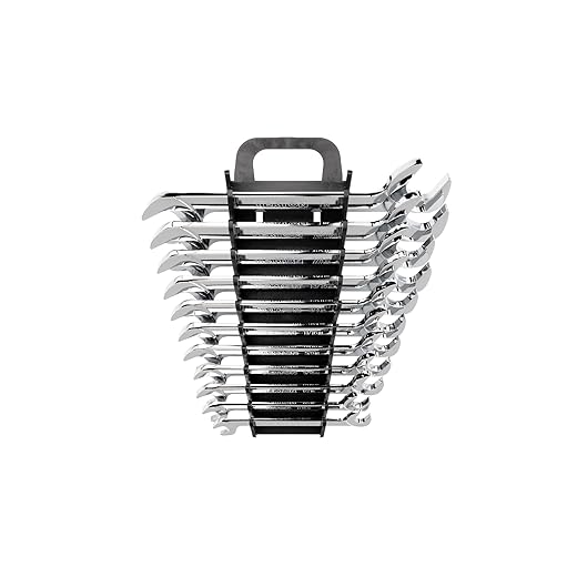 TEKTON Angle Head Open End Wrench Set with Holder, 11-Piece (3/8-1 in.) | WAE91102