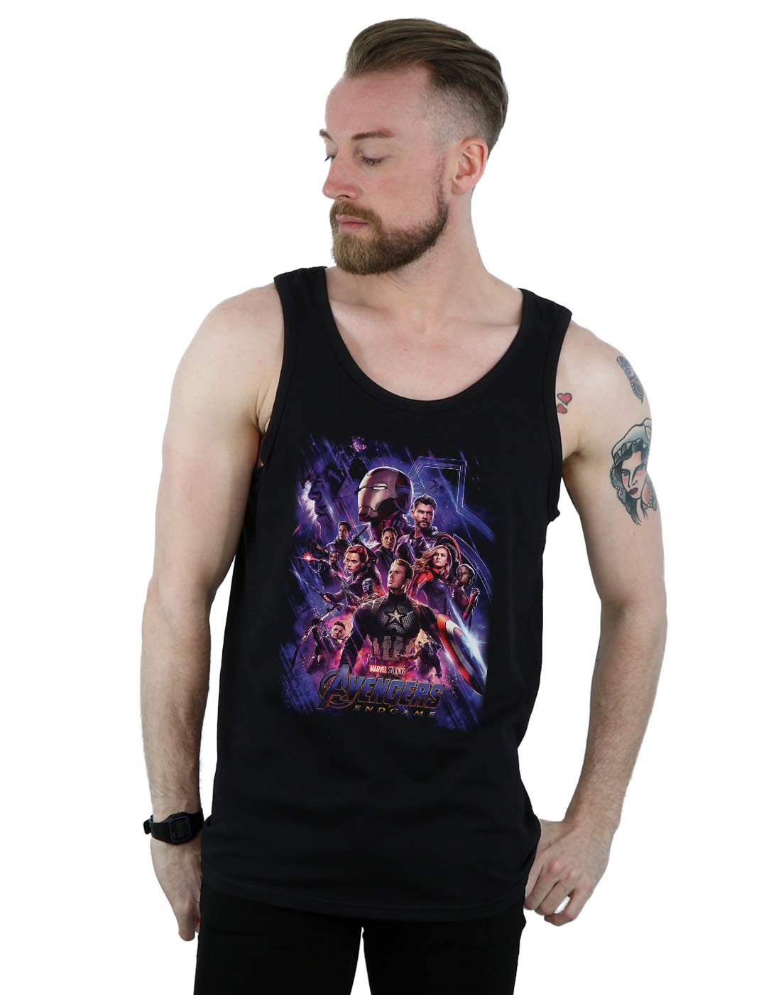 Absolute Cult Men's Black Marvel Avengers Endgame Movie Poster Vest Small
