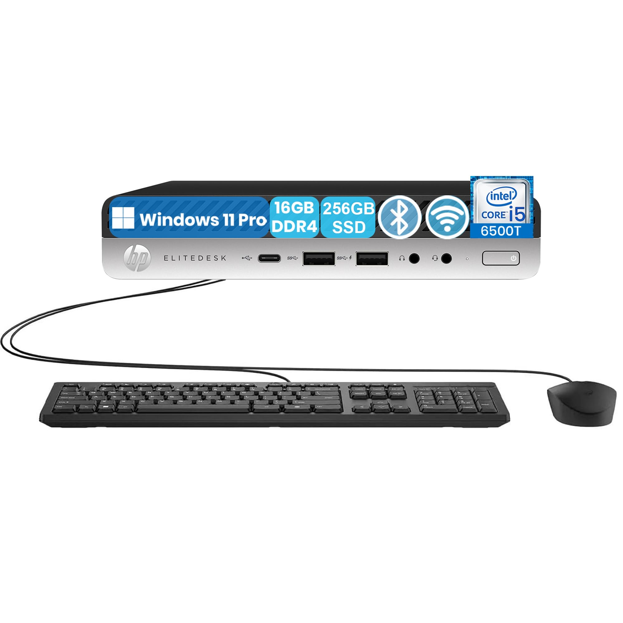 HP EliteDesk 800 G3 PC Mini Computer Desktop Intel i5-6400T Ram 8GB DDR4 SSD 240GB Display Port USB 3.2 Windows 11 Pro (Ricondizionato