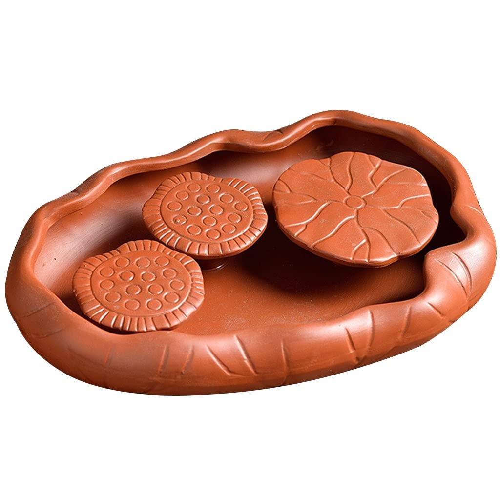 Mini Bandeja de cerámica para té Chino, Mesa de té Gongfu, Plato de Drenaje, Plato Tradicional para Servir (Rojo, 23 x 16 x 3,7 cm)