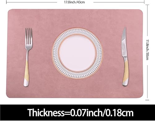 Miniatura 9 de Juego de 6 manteles individuales de piel sintética con esquinas redondeadas, impermeables y lavables, resistentes al calor, reutilizables para