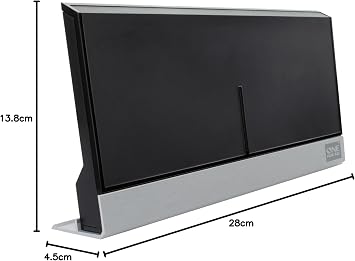 One For All Amplified Indoor Digital TV Aerial - 5G Filter- Ready to receive Freeview and Analogue TV Signals within a range of 15 miles - Full HD ready and 4K Ultra HD compatible- black - SV9385